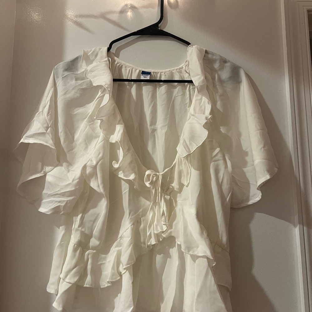 Old Navy Cream Ruffle Blouse